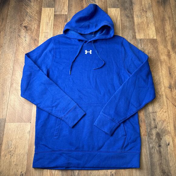 Under Armour‎ Hustle Pullover Fleece Hoodie Men's Medium Blue Athletic Training - Picture 1 of 12